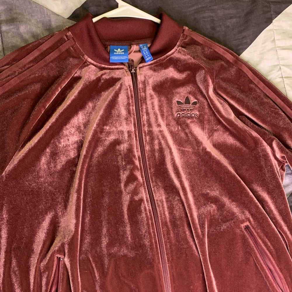 adidas red velvet jacket!